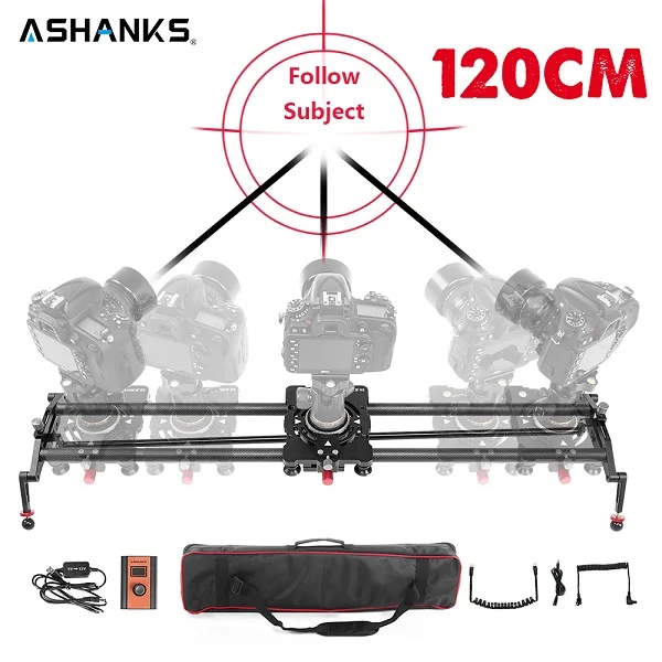 120cm ASHANKS S2 бесшумный шаговый двигатель, моторизированный слайдер Timelapse из углеродного волокна для электрического управления, непрерывная фокусировка, съемка интервью - Цвет: 120cm