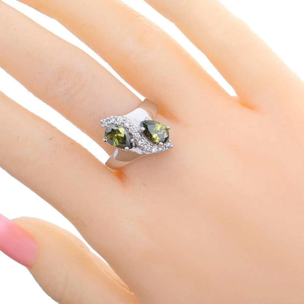 Lingmei новая мода популярных ювелирных партии Кольца Для женщин мужчин Перидот