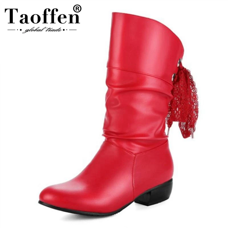 Женские короткие ботинки TAOFFEN зимние на меху размер 31-47 | Обувь