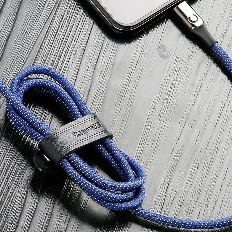 Baseus интеллектуальное отключение питания usb зарядный кабель для iPhone X 8 6 дыхательное освещение USB кабель автоматическое отключение питания зарядный кабель - Цвет: Синий