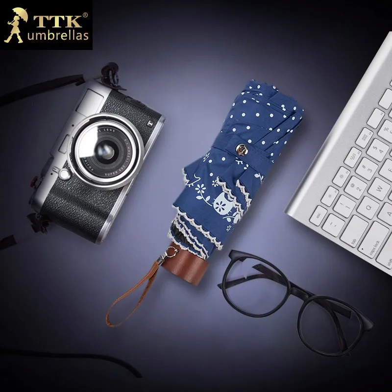 Зонт женский супер мини-Зонтики белый кружевной складной УФ черный TTK водонепроницаемый милый зонтик защита от солнца Детский зонтик дождь женский