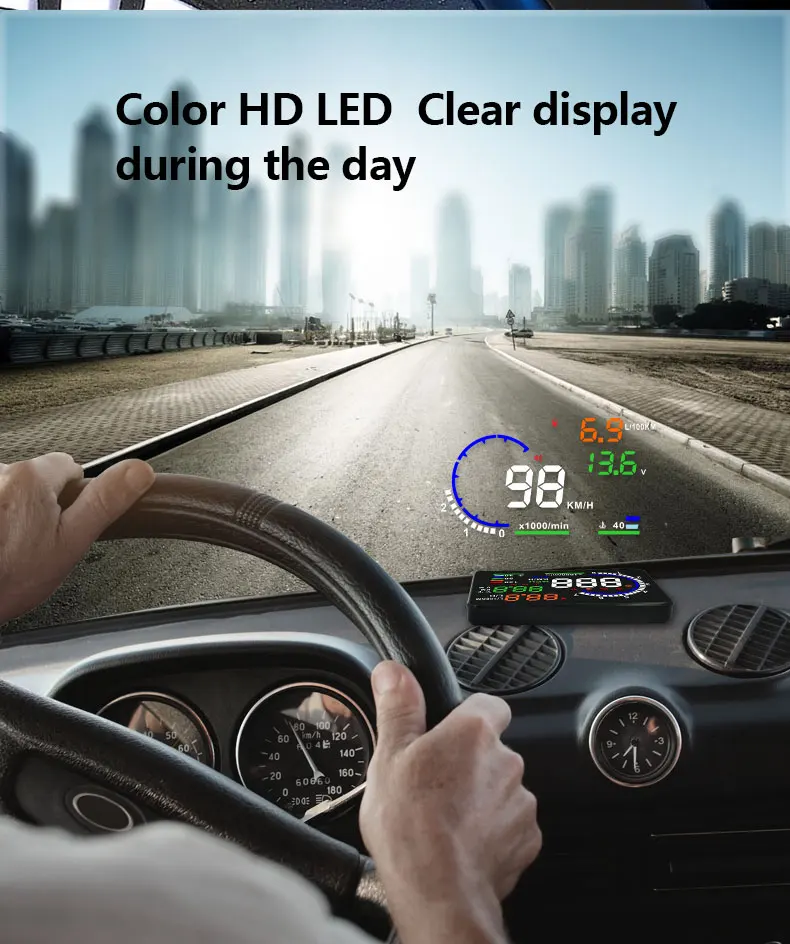 A8 HUD Дисплей автомобиля OBD 2 дисплей цифровой спидометр Предупреждение автомобиля HUD OBD2 дисплей системы сигнализации