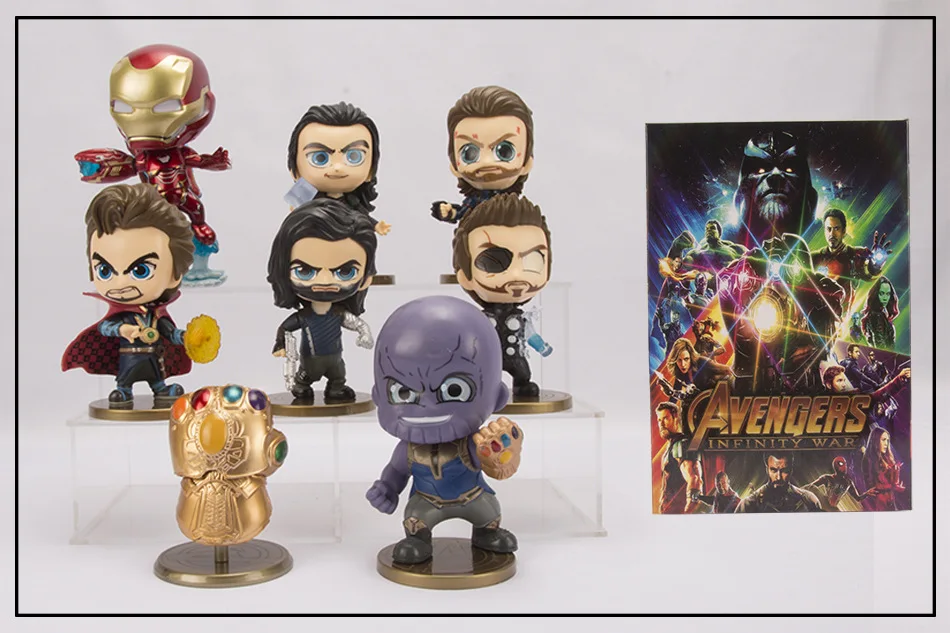 8 шт./компл. Ironman Spiderman Thanos Infinity Gauntlet Loki Bubble Head автомобильные аксессуары фигурка