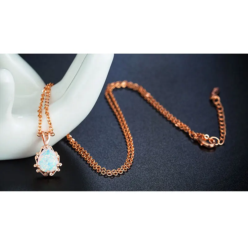 Белый Макси Цепочки и ожерелья Для женщин Опал розового золота Цвет длинные