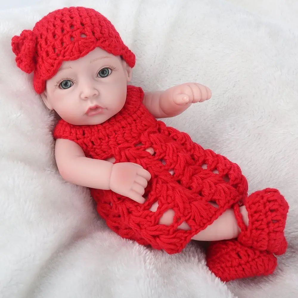 10 дюймов 28 см полный Силиконовый Reborn Baby куклы живые реалистичные настоящие куклы мини Реалистичная для малышей и новорожденных Игрушки для девочек подарок на день рождения - Цвет: Girl