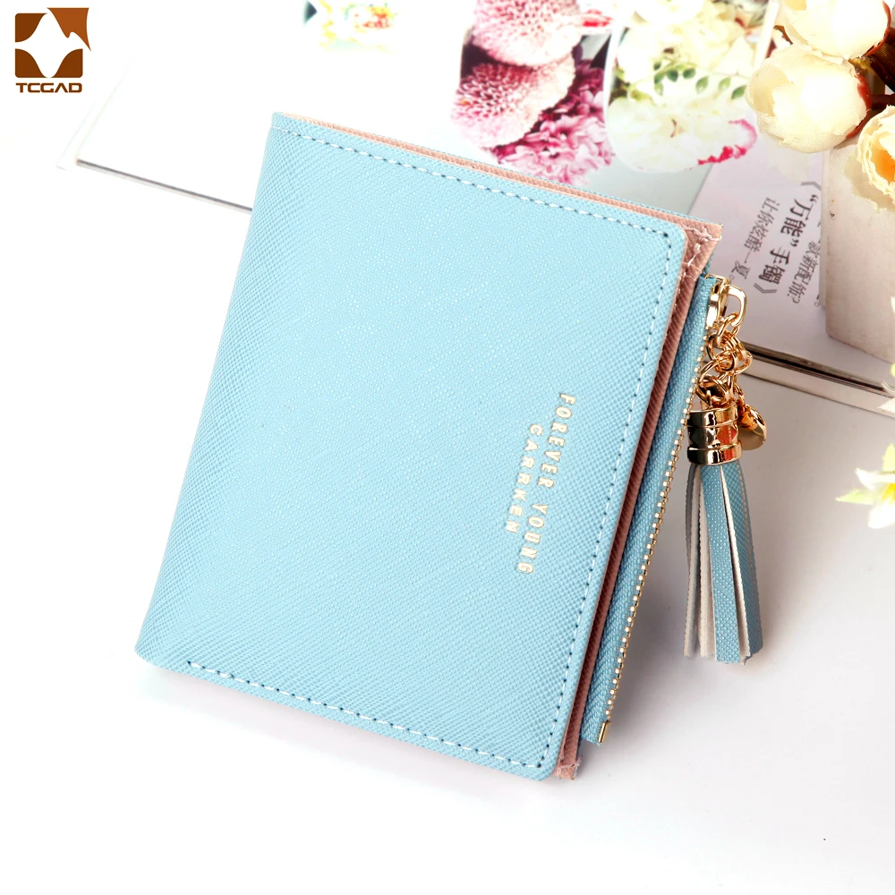 Женский кошелек с кисточками женские кошельки portfel damski feuille femme кошелек тонкие маленькие кошельки для billeteras para mujer monederos - Цвет: Blue