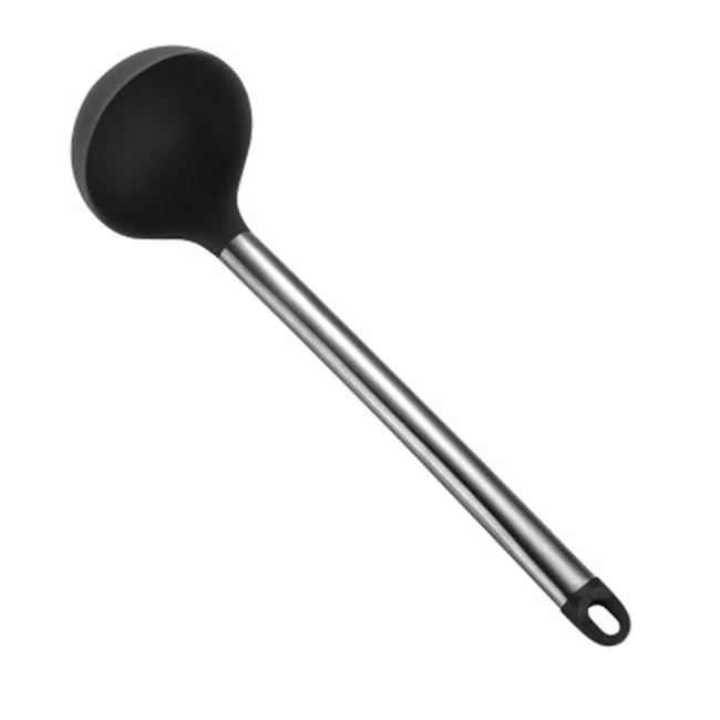 SoupSpoon Black Нержавеющая сталь+ силикон кухонная утварь кухонные инструменты Тернер суповая Ложка ситечко Паста Сервер яйцо венчик лопатка еда щипцы красный - Цвет: SoupSpoon Black