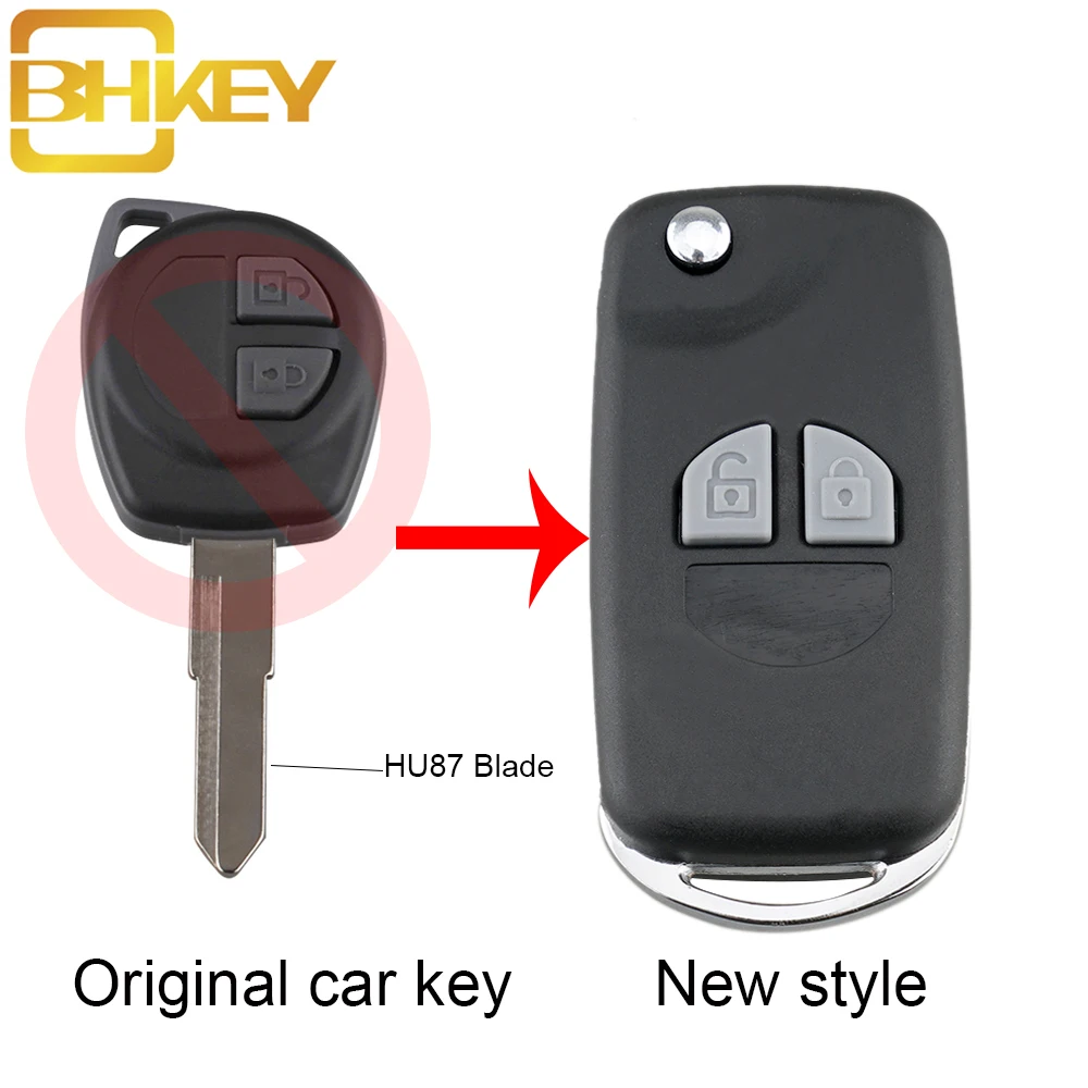BHKEY 2 кнопки чехол для дистанционного ключа от машины брелок Suzuki SX4 Swift Grand Vitara +