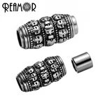 Пряжка REAMOR 8 мм из нержавеющей стали 316l с человеческим черепом, магнитная, шармы-соединители подходит для кожи браслет на магнитной застежке, ювелирных изделий