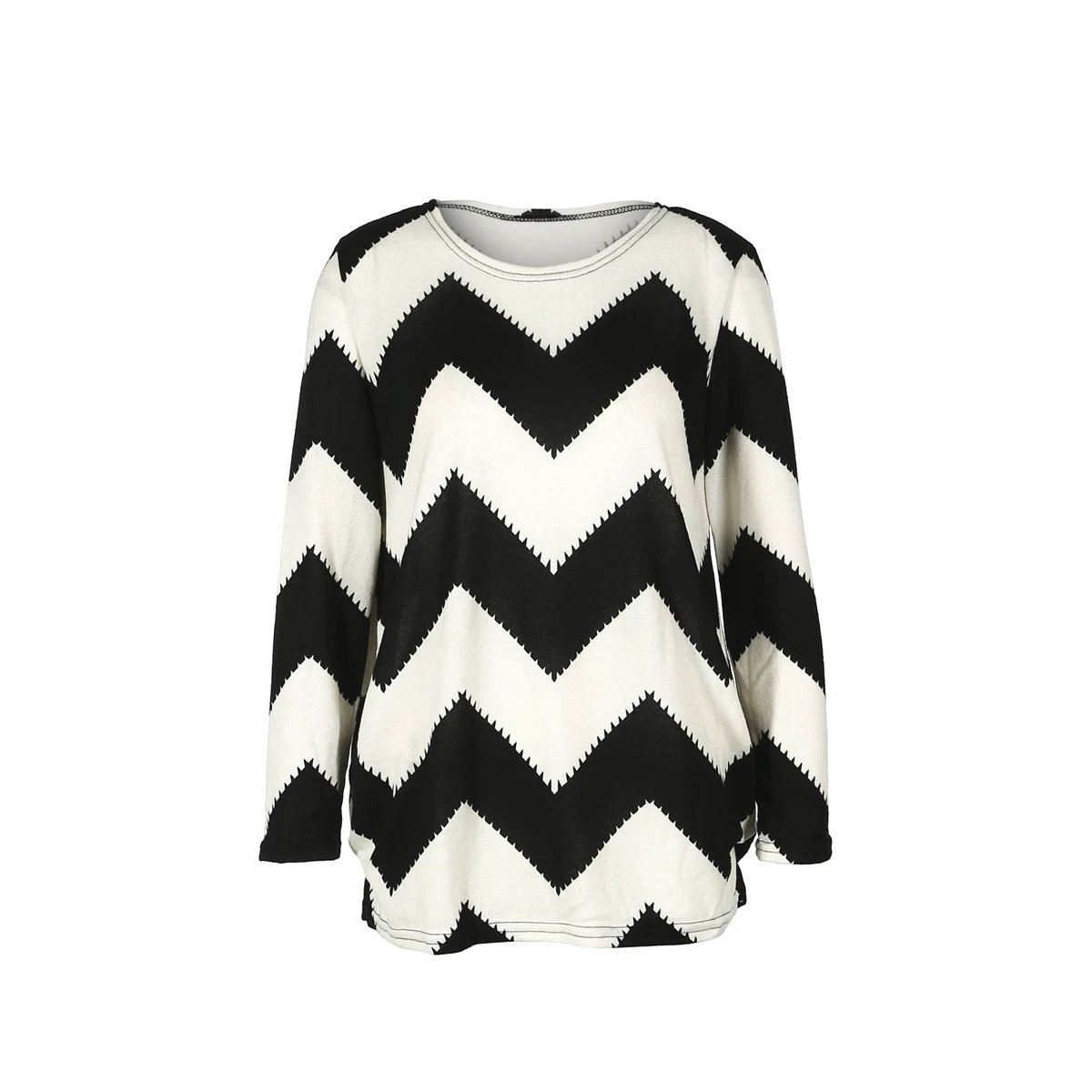 Женская Повседневная Толстовка в полоску с длинным рукавом и вырезом | одежда