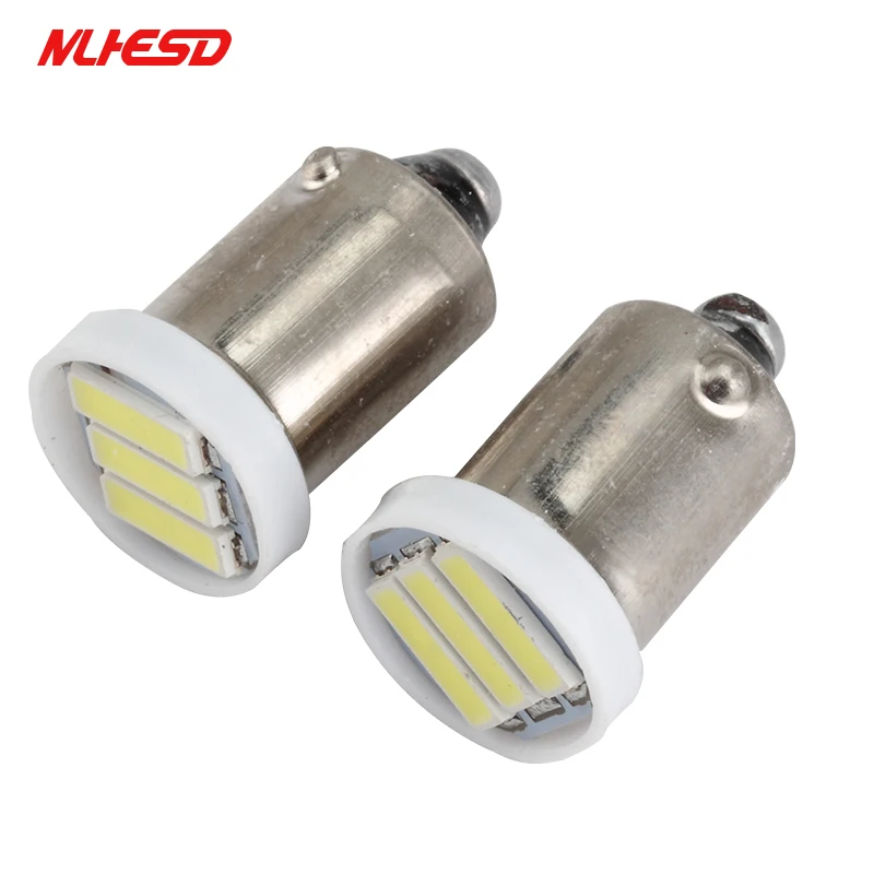 100 шт. BA9S светодиодный 3 SMD 7020 3SMD 7014 T4W 1895 холодный белый Клин лампочки Купол Чтение