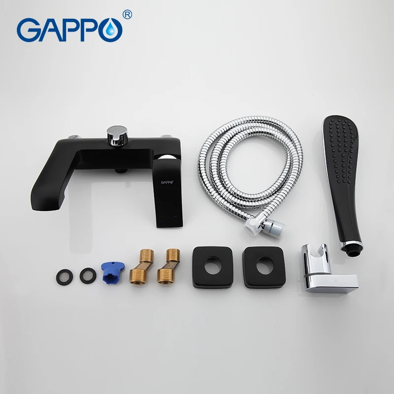 GAPPO высокое качество лакированные черные Смесители для ванной настенный с ручной