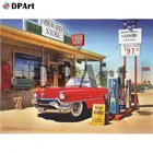 Алмазная картина полностью квадратнаякруглая дрель АЗС красный автомобиль страна жизни Daimond вышивка картина крестиком Картина M721