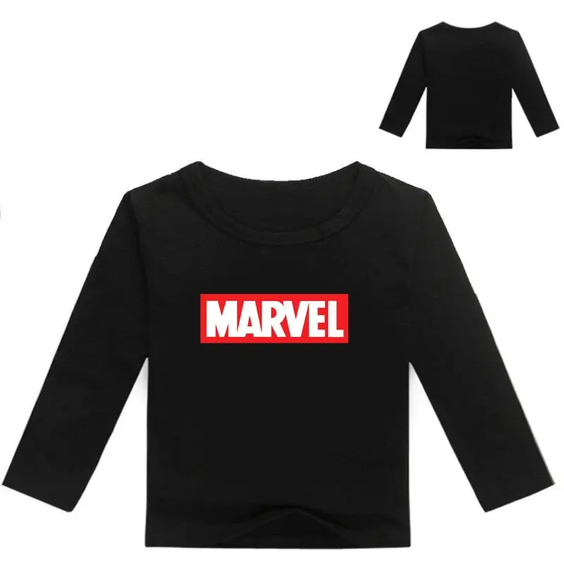 color at picture Новая весенняя Футболка с принтом комиксов Marvel для маленьких мальчиков детская одежда детские футболки с длинными рукавами хлопковые топы с героями мультфильмов для девочек - Цвет: color at picture