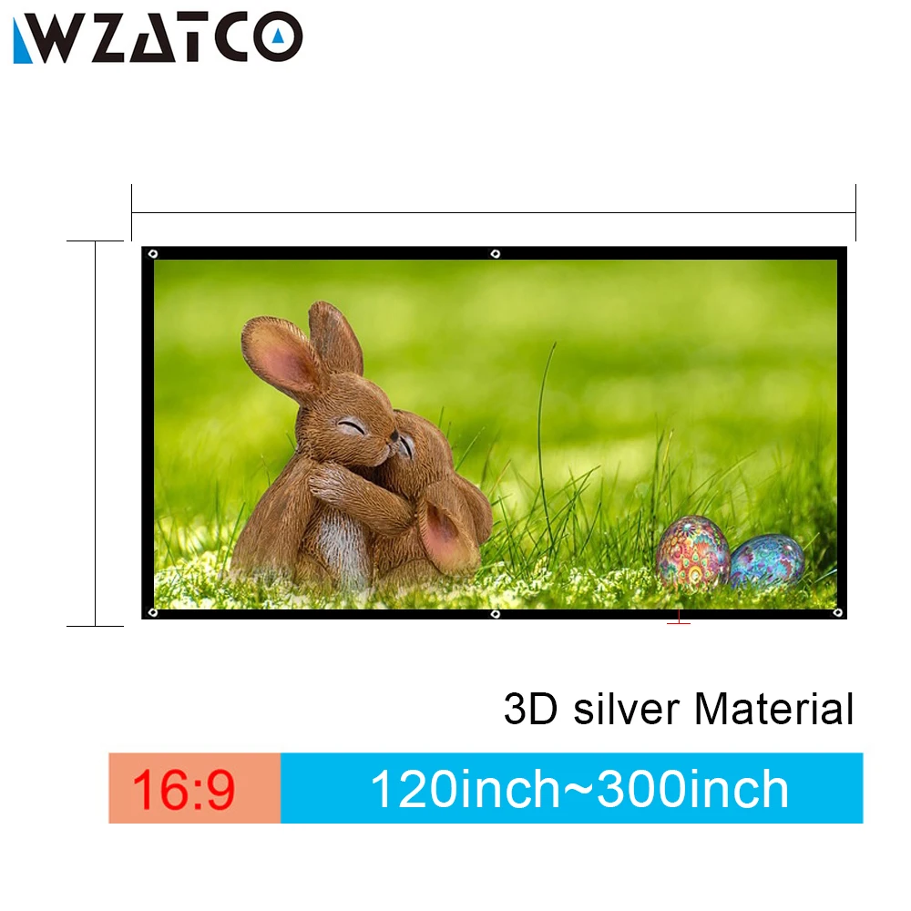 3D экран WZATCO для проектора 250300 дюйма 16:9 серебристый|screen 120|3d silver screenprojection screen |