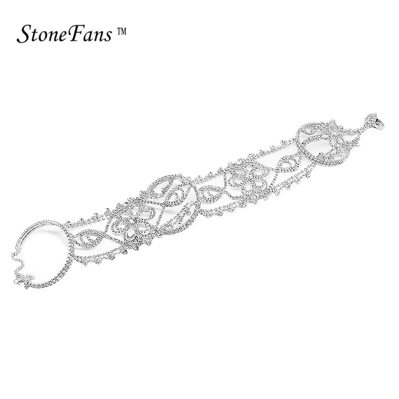 StoneFans, длинные стразы, браслет, кристалл, верх, браслет на руку, браслеты на цепочке, цветок, свадебные браслеты, женские браслеты