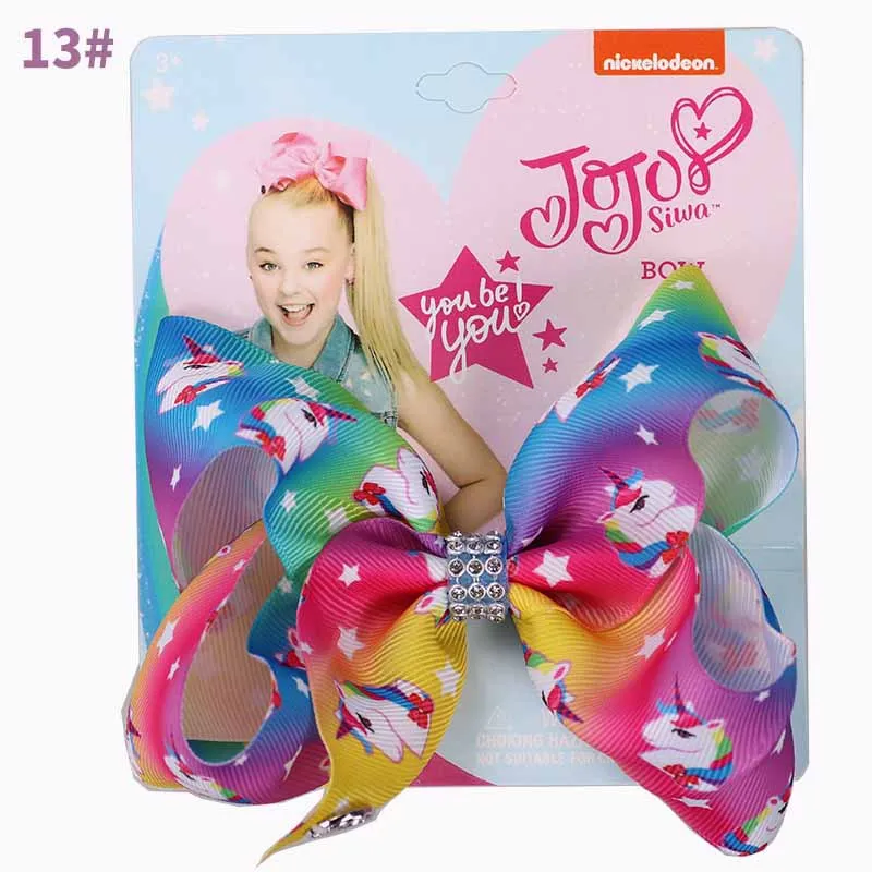 JoJo бантики для волос ручной работы печатные ленты Единорог красивый узор с зажимами аллигатора заколки аксессуары для волос для девочек - Цвет: 13