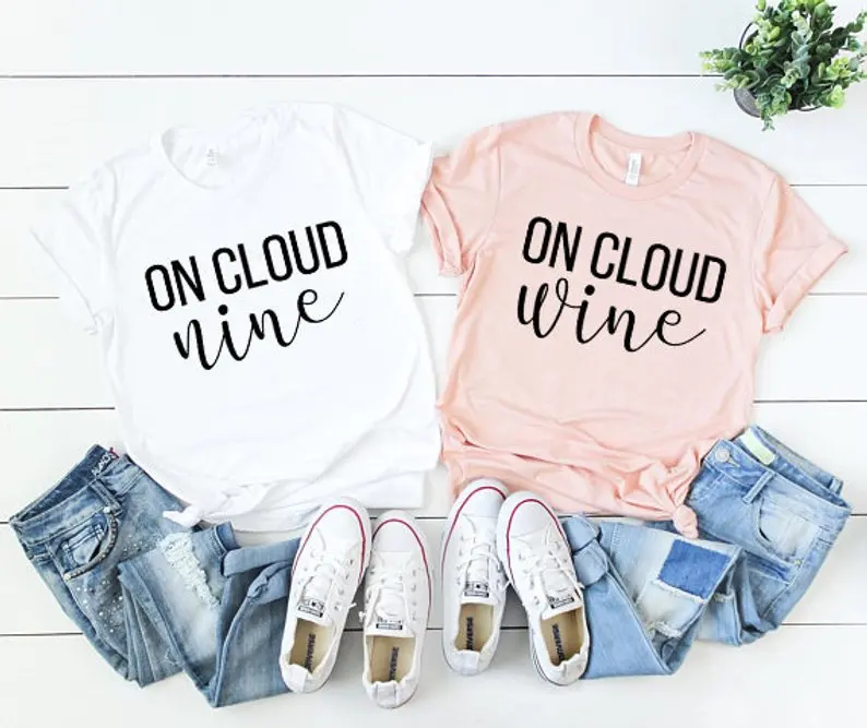 

Skuggnas Новое поступление на Cloud Nine футболки вина девичник рубашка девичник вечерние футболки девичник невесты футболка