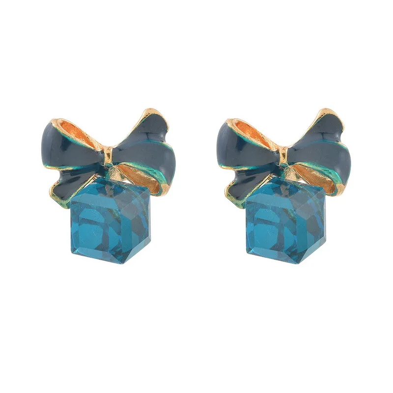 Женские серьги-гвоздики MJARTORIA квадратные с бантиком роскошные кристаллами для
