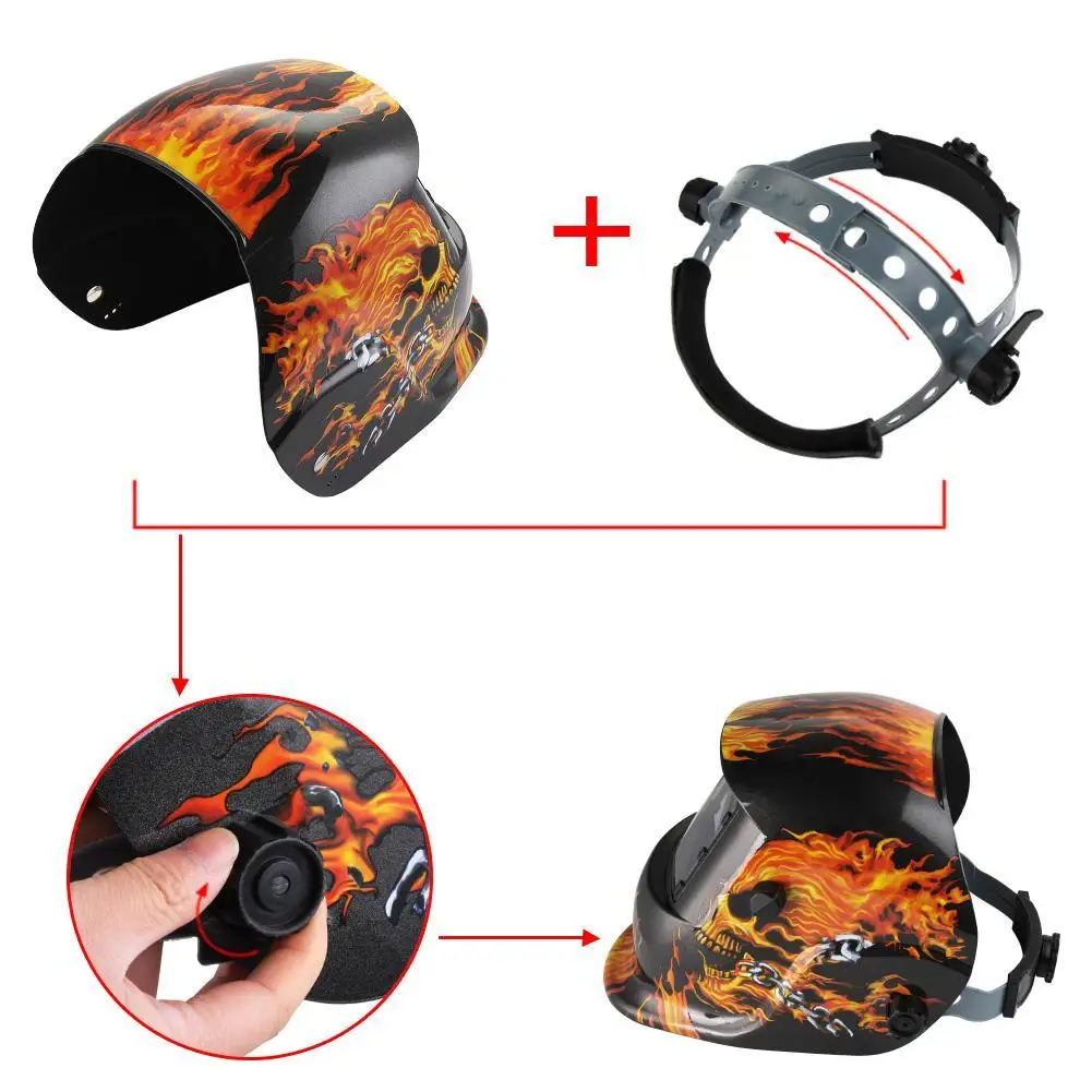 Черный череп Солнечная Авто Затемнение TIG MIG MMA электрическая Сварочная маска