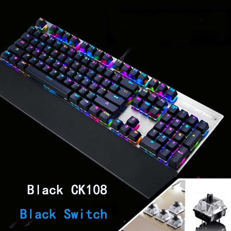 Motospeed CK108 оригинальный RGB синий переключатель механическая русская/английская