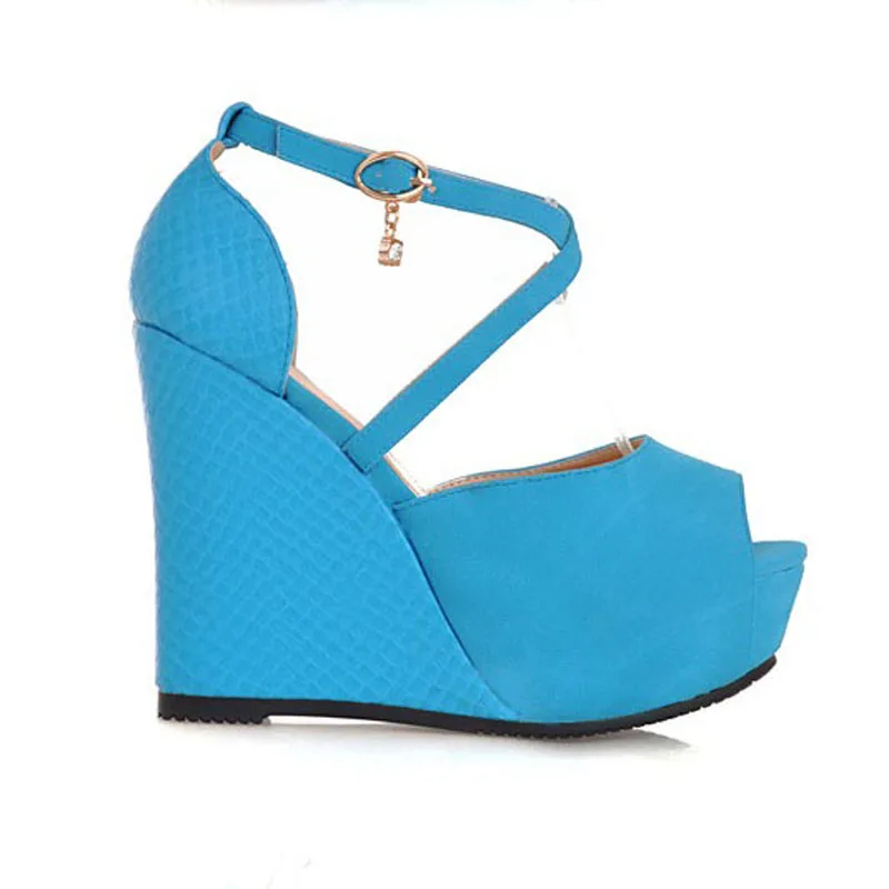 Sexy Open Toe Cross Strap Platform High Heels Sandals Fashion Ankle Strap Wedges Gladiator Sandals Ladies Summer Wedges Shoes