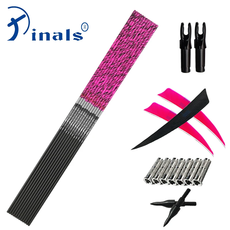 

Pinals Spine 300 340 400 500 600 Archery Carbon Arrows Shaft Turkey Feather Compound Recurve Bow Hunting Shooting 12 Set