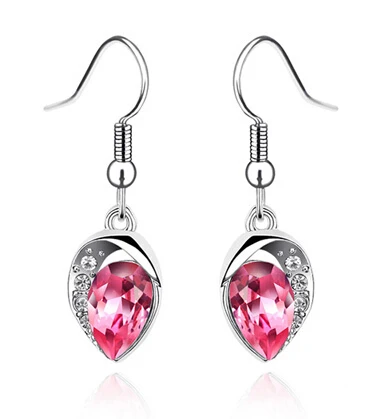 free shipping! 2014 NEW top quality vogue crystal Geometric Earring women costume jewelry rose colour E154-2 | Украшения и