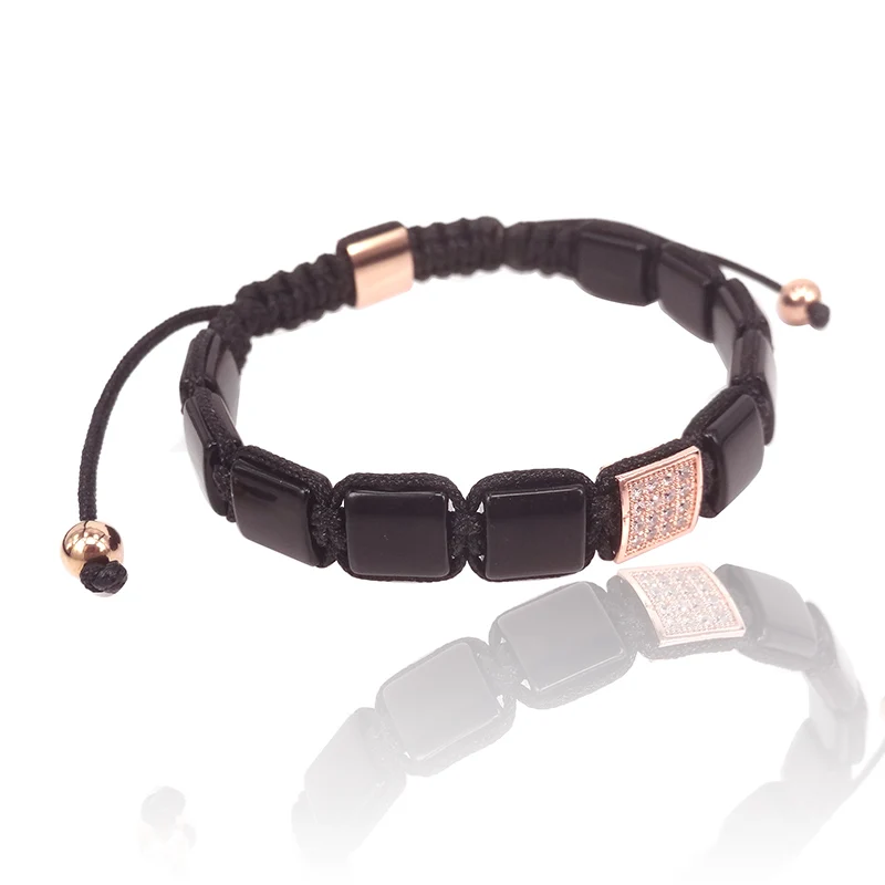 Индивидуальные ювелирные изделия Зеленый Малахит Квадратные браслеты модные уличные вкусовые циркониевые браслеты для мужчин и женщин мужской браслет - Окраска металла: as image
