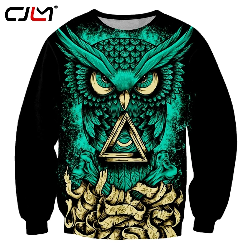 

CJLM Man Large Size Spandex Sweatshirt 3D Full Printed Bandage Owl Pullover Men's Yellow Triangle Funny Coat