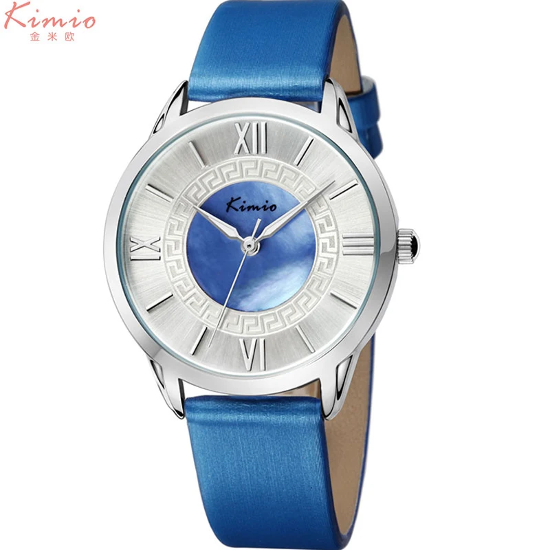 KIMIO женские кварцевые часы кожаные платья Смотреть дизайн моды дамы наручные
