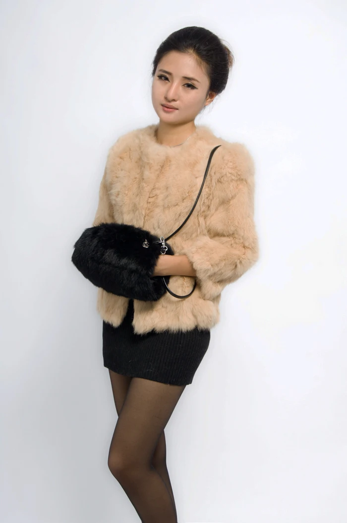 Сумка из натуральной кожи Меховая муфта для рук кроличьего меха портативная