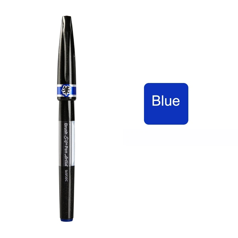 Pentel Кисть ручка художника Акварельная мягкая кисть кончик художественные маркеры ручки для манги комиксов раскрашивания Рисование каллиграфия - Цвет: Blue