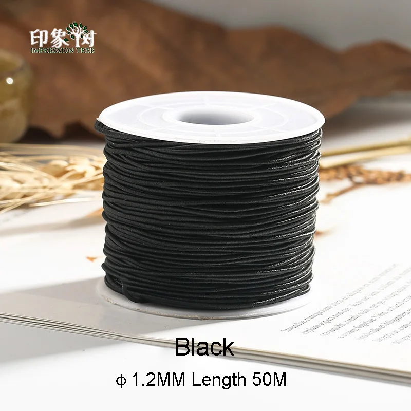Black 1.2MM 0,8/1,0/1,2/1,5 мм высокие Стретч эластичный шнур круглого поделки своими руками браслет Цепочки и ожерелья ювелирных изделий, украшенных бисером нить 40092 - Цвет: Black 1.2MM