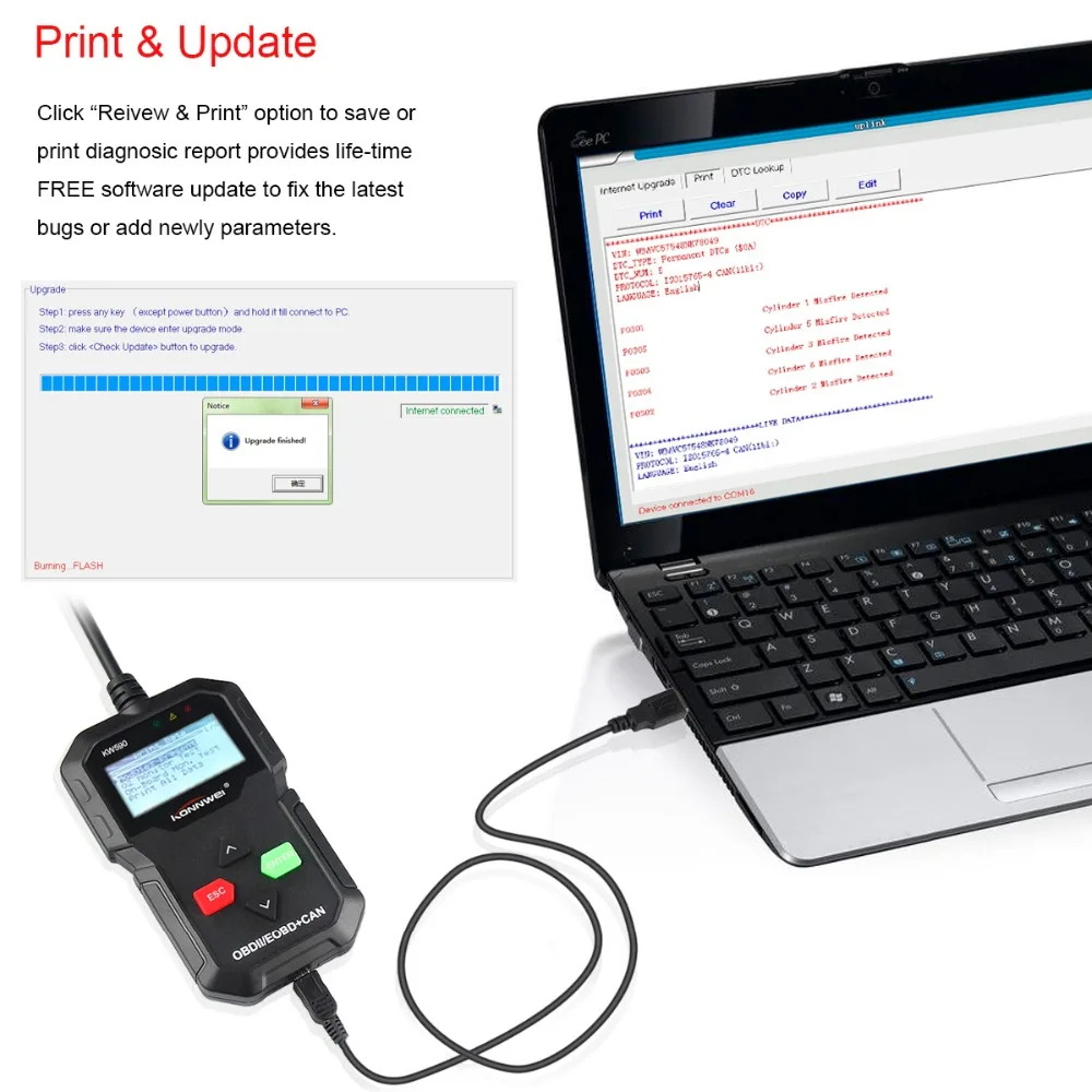 KONNWEI KW590 OBD2 Авто диагностический сканер нескольких языках OBDII код читателя лучше