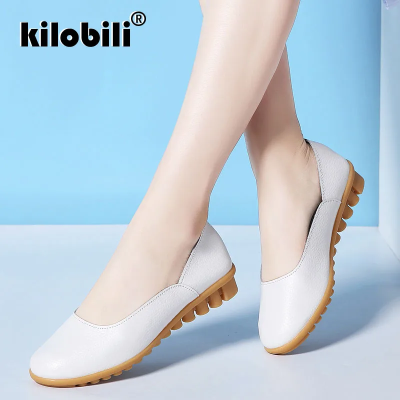 Kilobili/2019 г. весенняя женская обувь на плоской подошве лоферы из натуральной кожи