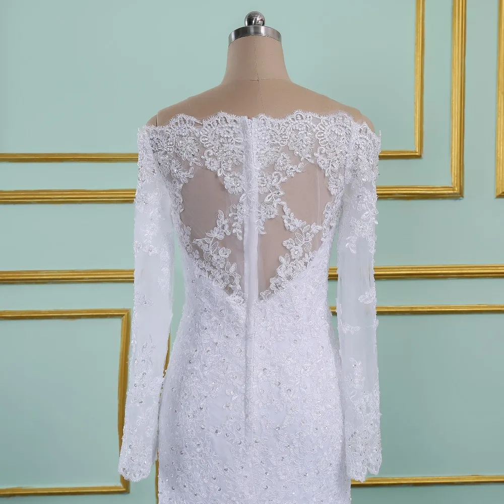 Vestido de noiva свадебные платья с длинными рукавами и русалочкой прозрачной тюлевой