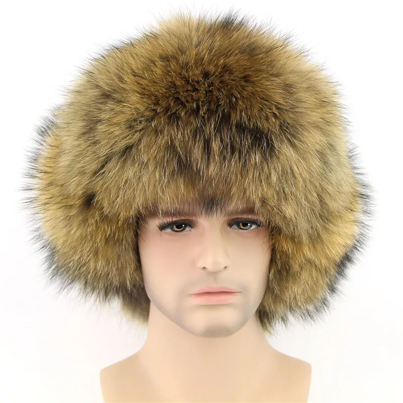 Новая зимняя мужская шапка из натуральной овчины с мехом лисы енота толстые
