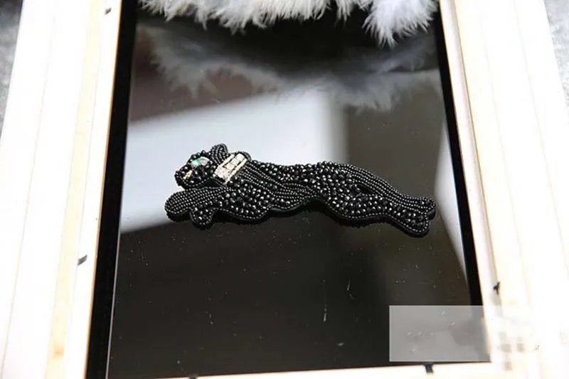 Вышитая бисером лесная животная нашивка черный леопардовый бисер на аппликацию