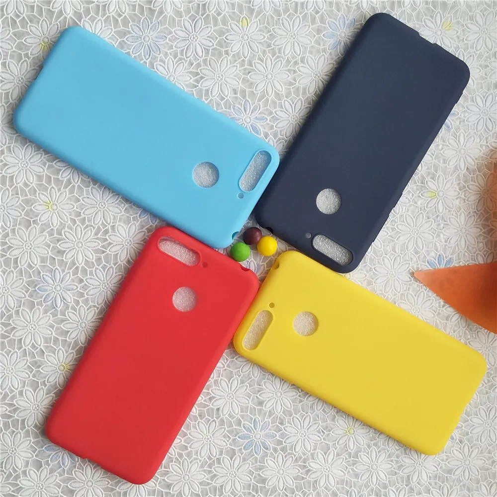 Простой однотонный чехол накладка для Huawei Honor 7A Pro Цветной силиконовый матовый