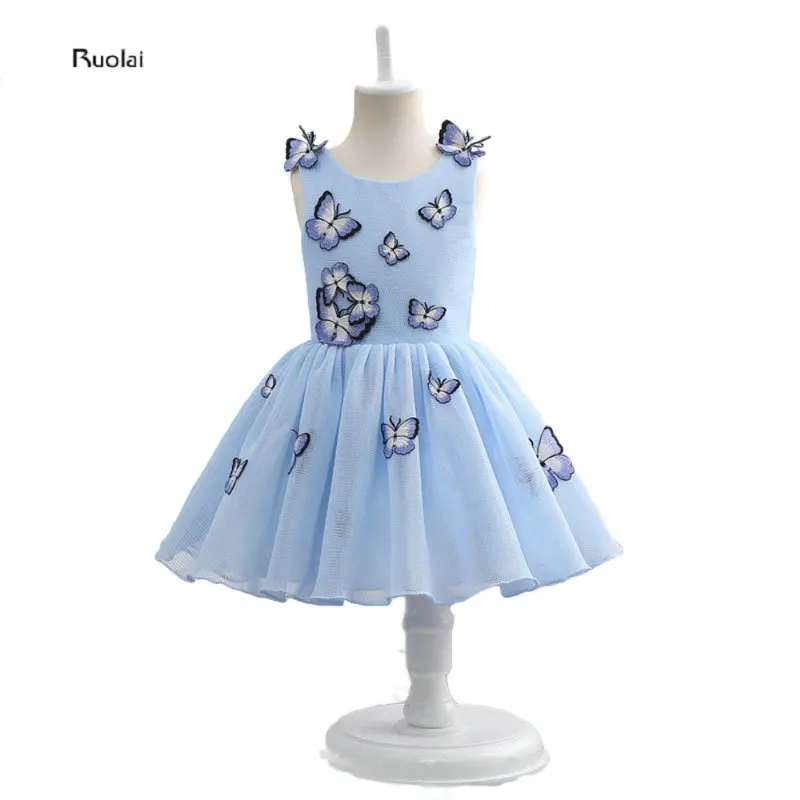 

In Stock Lovely Tulle Appliques Real Sample Ball Gown Sleeveless Flower Girl Dresses For Wedding Party
