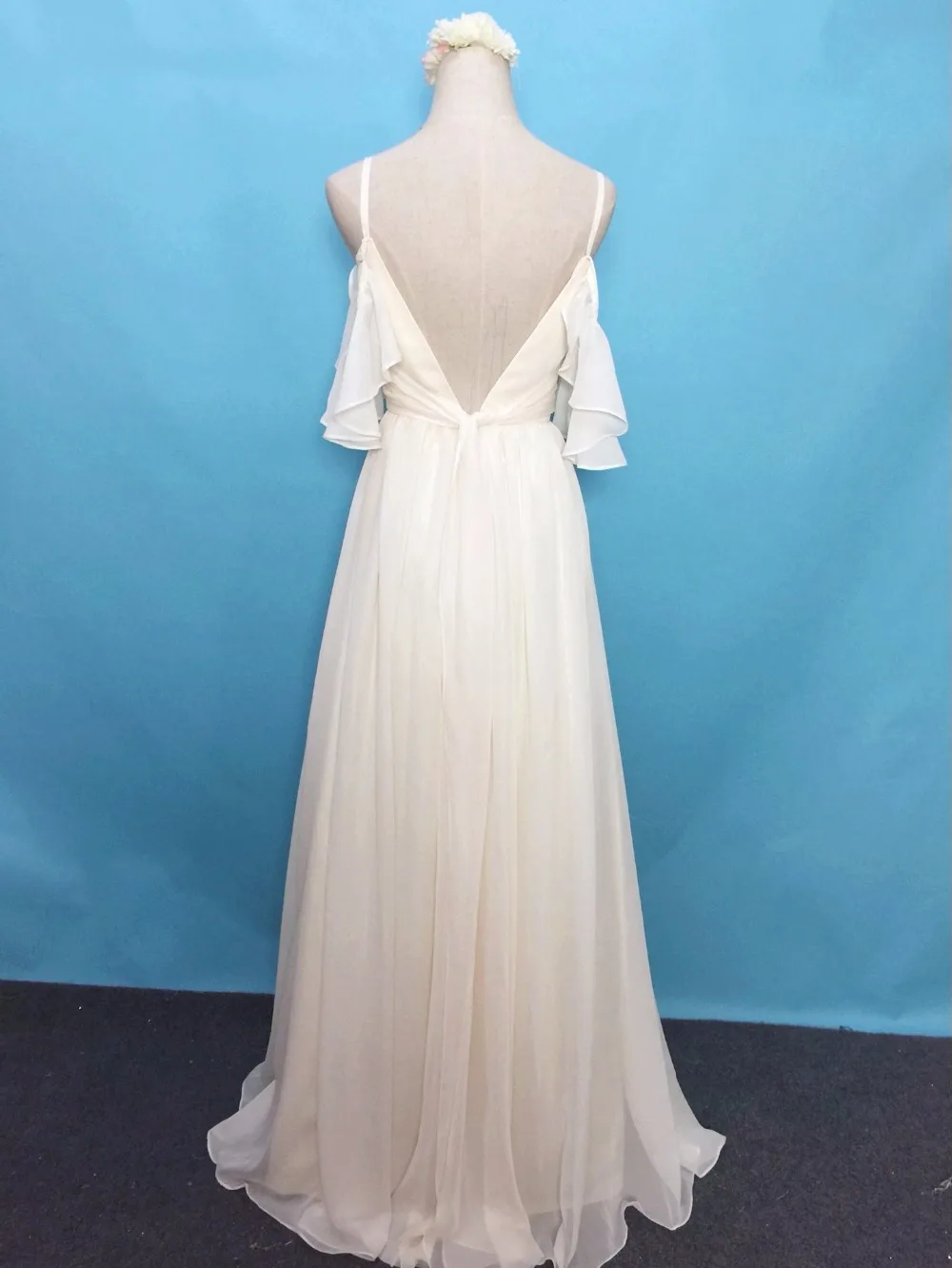 Женское длинное шифоновое платье Элегантное Длинное Платье на бретелях-спагетти