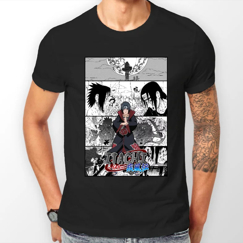 Itachi Uchiha Manga полосы Аниме Наруто манга унисекс футболка все размеры 2018 мода