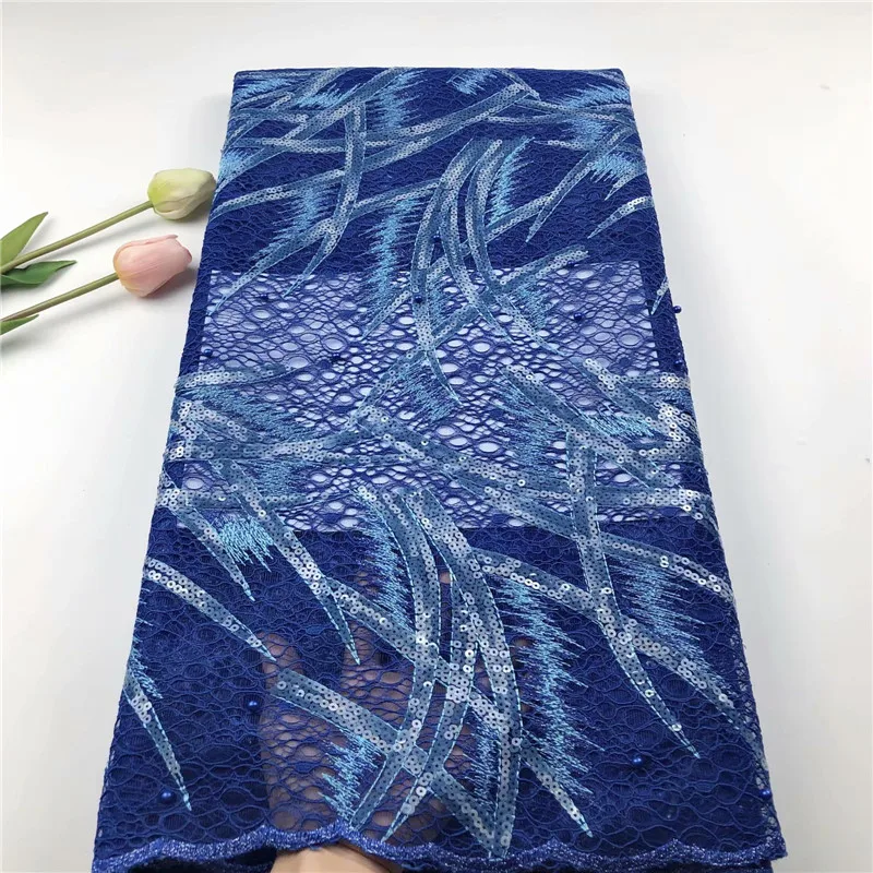 

White Color African French Net Wedding Lace Fabrics High Quality Glitter Embroidered Tulle Mesh Organza Sequins Lace 5 Yards