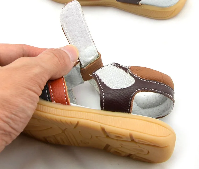 Сандалии SandQ детские из натуральной кожи босоножки с люверсами для мальчиков и