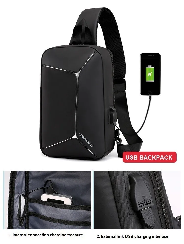 USB рюкзак через плечо Mochilas один ремешок умный рюкзак мужская Сумка дорожная Классическая Подростковая Противоударная городская сумка через плечо