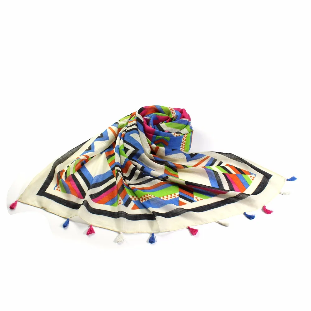 Богемный шарф геометрические женские шелковые вискозные индийские шарфы шали с