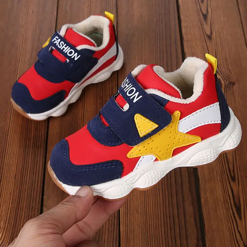 2019 Spring Autumn Cotton Boys Girls Casual Shoes PU Leather Thicken Children Snow Boots Waterproof Kids Sneakers With Fur | Детская