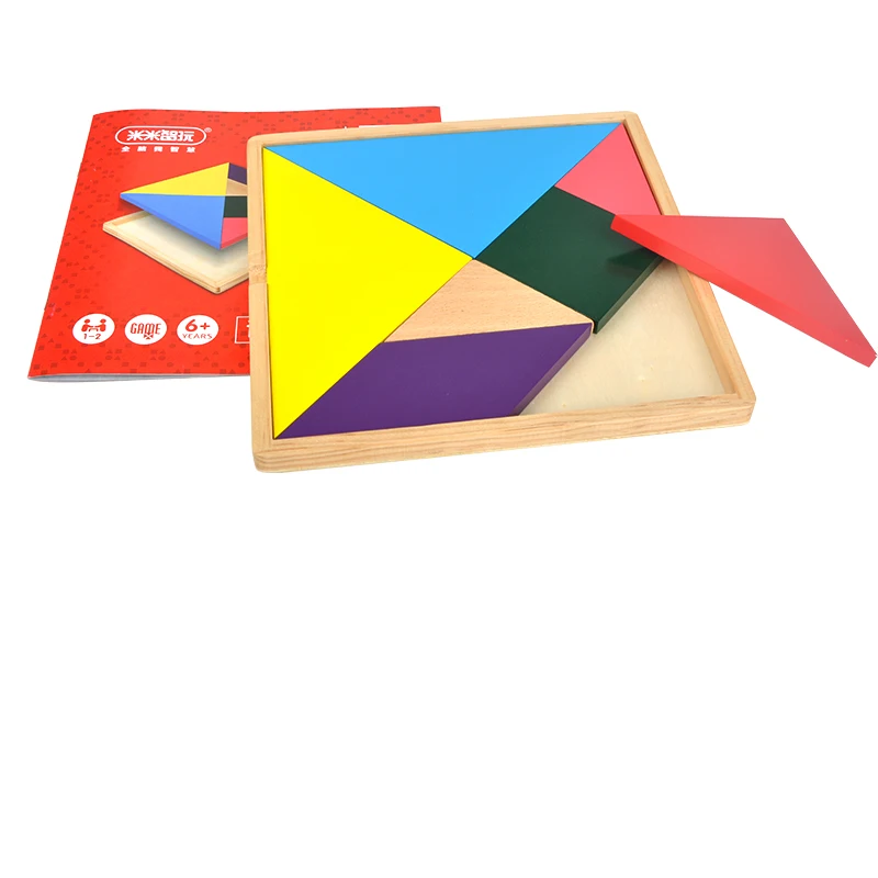 Деревянная головоломка Tangram из 7 частей красочная квадратная для детей | Игрушки и