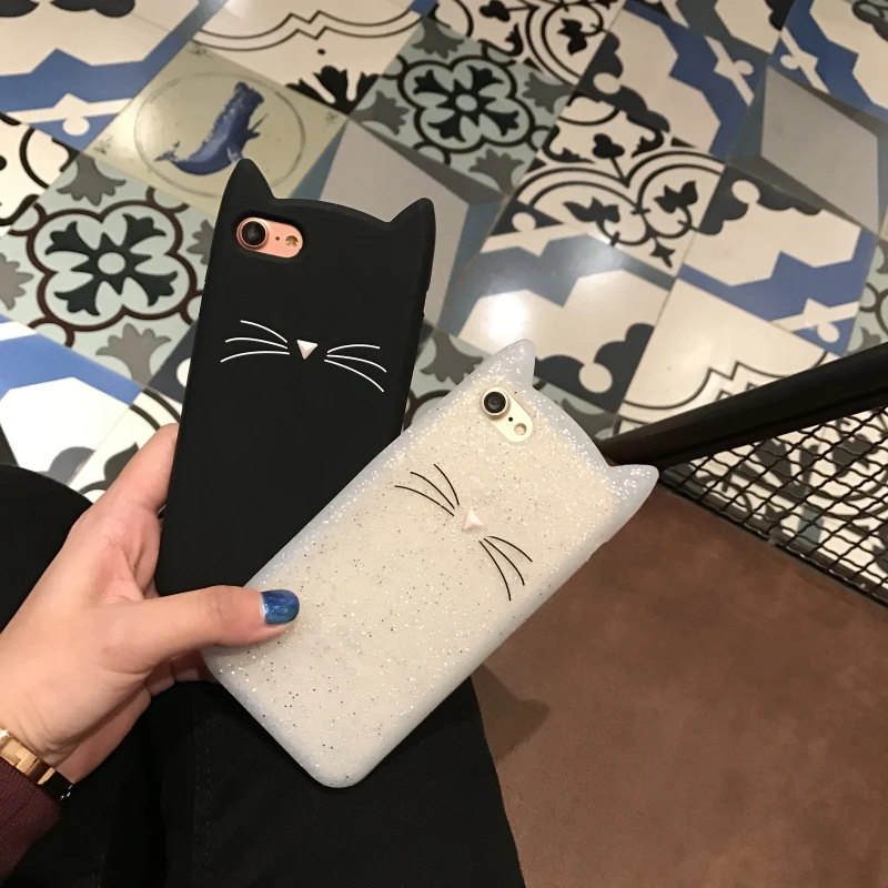 Новый мягкий силиконовый чехол с 3D милыми мультяшными рисунками блестящими